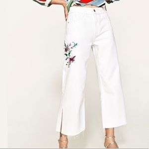 Zara White High Waisted Wide Leg Jeans Size 0